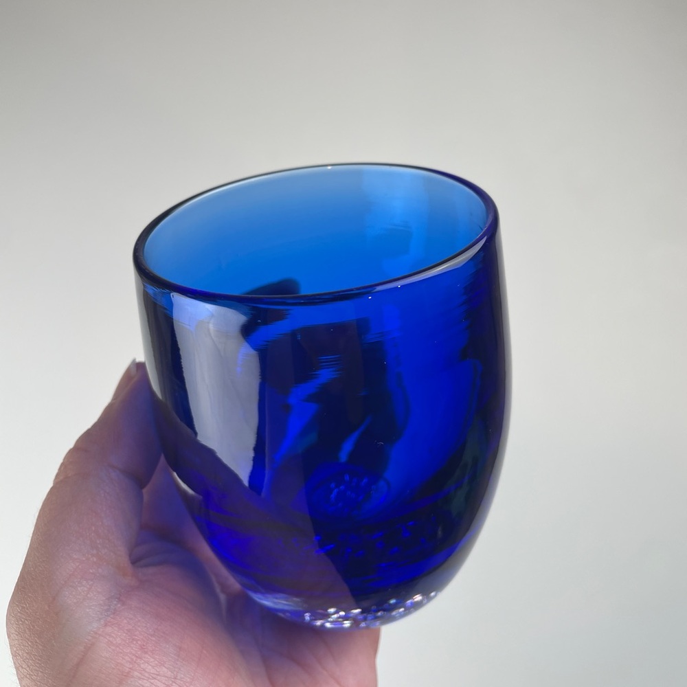 GLASSYBABY Egrari Beauty Royal Deep Translucent Blue Votive Candle Holder RARE - Picture 9 of 14